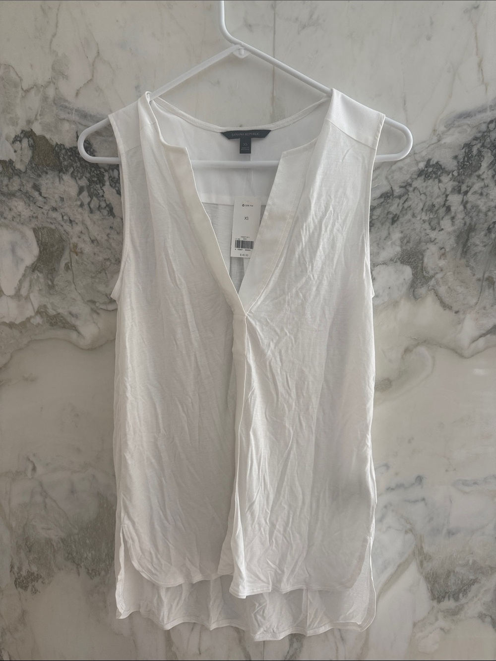 Banana Republic White V-Neck Layered Sleeveless Camisole